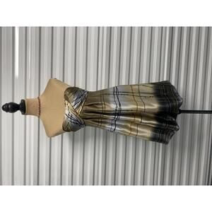 Y2K Strapless Satin Plaid Dress
